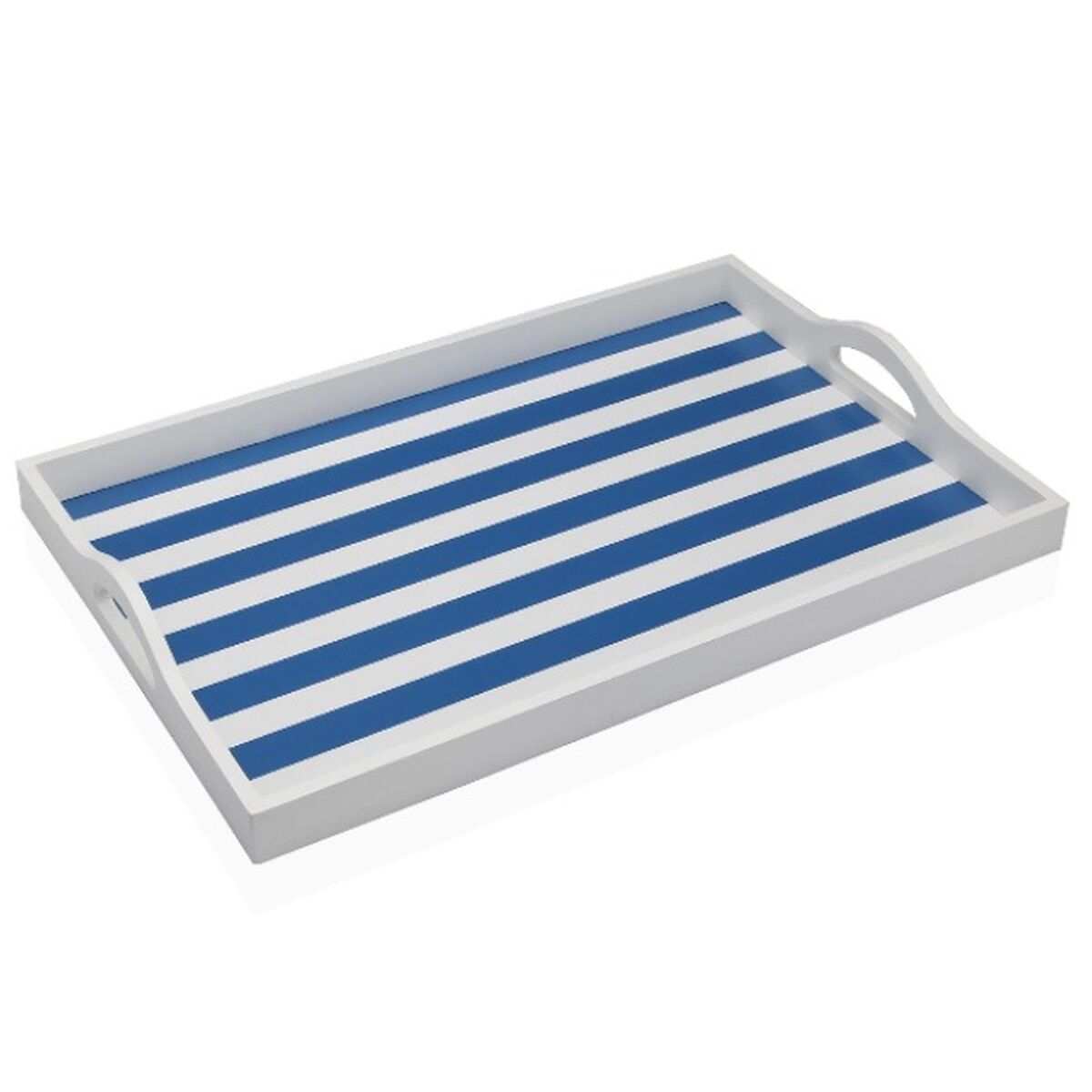 Tabuleiro Versa Azul Madeira MDF 30 x 5 x 45 cm Riscas